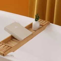 Merkloos Decopatent® Badrekje Voor Over Bad - 70 Cm - Bamboe Hout - Badrek - Badplank - Badbrug - Basic Bad Tafeltje Voor In Bad - Naturel -Badkamer Producten Winkel 1200x1200 3516