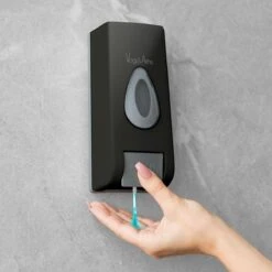 Vog&Arths - Zeepdispenser Wandmontage - Hangend Zeeppompje Muur - Zwart - Mechanische Zeep Pomp - 350ML - Zonder Batterijen! -Badkamer Producten Winkel 1200x1200 3658