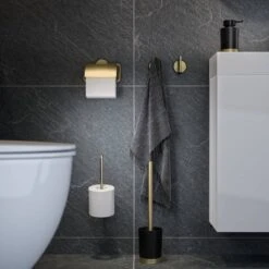 Tiger Tune Toiletaccessoires 3st. Incl. WC/Toilet Borstel, Rolhouder & Handdoekhaak - Messing/Zwart -Badkamer Producten Winkel 1200x1200 3743