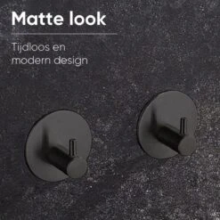 Merkloos Handdoekhaakjes Set Zelfklevend Handdoekhouders Voor Badkamer En Keuken - 4 Stuks - RVS Mat Zwart -Badkamer Producten Winkel 1200x1200 3755