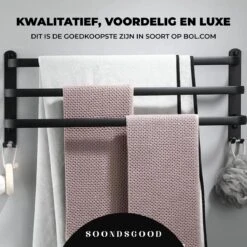 Merkloos Soondsgood Luxe 3 Laags Handdoekrek - Zelfklevend Of Boren - Zwart - Eenvoudige Installatie - Badkamer - Handdoekenrek - Handdoekhouder - 50x14x25cm -Badkamer Producten Winkel 1200x1200 3758
