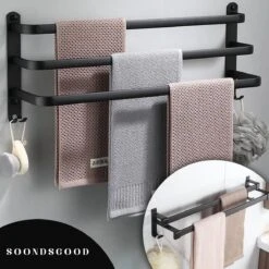 Merkloos Soondsgood Luxe 3 Laags Handdoekrek - Zelfklevend Of Boren - Zwart - Eenvoudige Installatie - Badkamer - Handdoekenrek - Handdoekhouder - 30x14x25cm -Badkamer Producten Winkel 1200x1200 3763