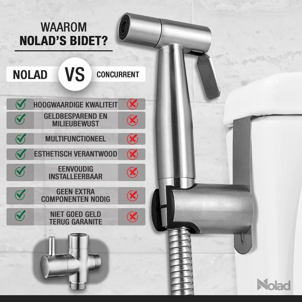 Nolad® Bidet Handdouche - Douchekoppen - Bidet - Handdouche - Zilver 8 Nolad® Bidet Handdouche - Douchekoppen - Bidet - Handdouche - Zilver - Afbeelding 6