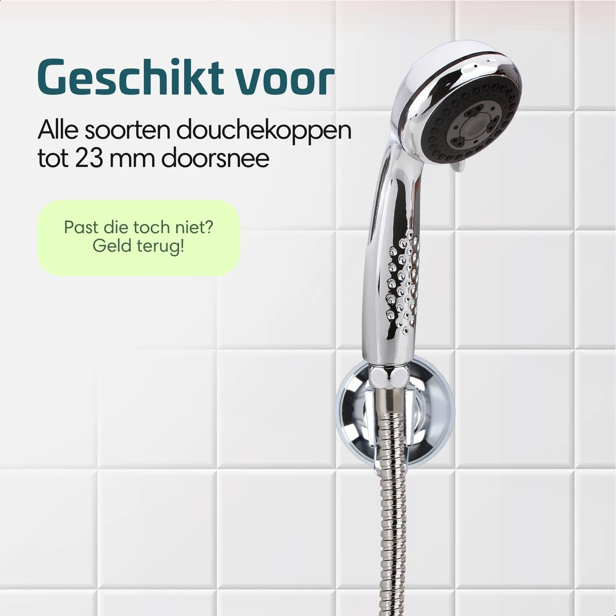 Moodcare® Verplaatsbare Douchekophouder Zelfklevend - Chroom – Douchekop Houder Zonder Boren – Wandhouder Douchekop Zuignap 7 Moodcare® Verplaatsbare Douchekophouder Zelfklevend - Chroom – Douchekop Houder Zonder Boren – Wandhouder Douchekop Zuignap - Afbeelding 5
