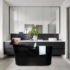 LIFEBATH - Zitbad Mira - Bath Bucket XL - Inclusief Hoofdkussen - 400L - Ligbad 122 Cm - Zwart -Badkamer Producten Winkel 1200x1200 65