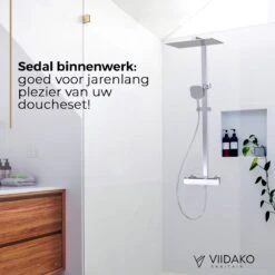 Viidako Kimii Doucheset Opbouw Compleet – Chroom – Vierkant - Sedal Binnenwerk -Thermostaatkraan – Zeer Goede Kwaliteit – RVS, ABS En Messing – Design -Badkamer Producten Winkel 1200x1200 653