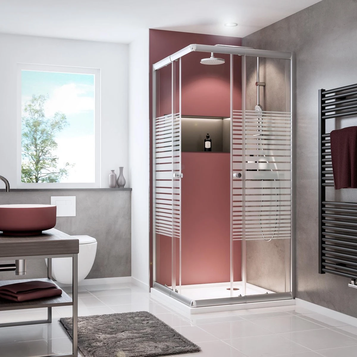 Schulte Douchecabine - Sunny Hoekinstap Met Schuifdeuren - Groot Verstelbereik 73,5 Tot Max. 88,5 Cm Hoogte 180 Cm - Zilverkleur Profiel- Veiligheidsglas Met Een Streepdecor - Montage Op Douchebak Of Direct Op De Douchevloer. 4 Schulte Douchecabine - Sunny Hoekinstap Met Schuifdeuren - Groot Verstelbereik 73,5 Tot Max. 88,5 Cm Hoogte 180 Cm - Zilverkleur Profiel- Veiligheidsglas Met Een Streepdecor - Montage Op Douchebak Of Direct Op De Douchevloer. - Afbeelding 2