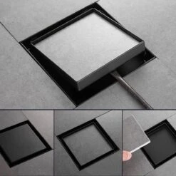 Moderne Doucheput Deksel - Verborgen Douche Afvoerputje - Roestvrij Staaldouche - Messing Afvoerputje - Industrieel - Mat Zwart Afvoerputje Douche - Deksel Afvoerput Douche - Mat Zwart -Badkamer Producten Winkel 1200x1200 835