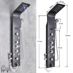 Douchepaneel Met Massage - Regendouche - Massage Jets - Waterval Douche - Met Thermostaatkraan En Handdouche - Zwart - Opbouw - Douchekop - Flanner® -Badkamer Producten Winkel 1200x1200 850