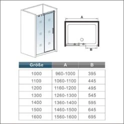 100X195cm Douchedeur Schuifdeur , 6mm Helder Antikalk NANO Veiligheidsglas, Hoogwaardige Aluminium Profielen, Chroom, 195cm Hoogte -Badkamer Producten Winkel 1200x1200 855