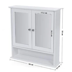 Badkamerkastje Met Twee Spiegels Als Deuren - Inclusief Open Plankje - 56x13x58cm - Wit -Badkamer Producten Winkel 1200x1200 902