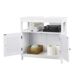 Songmics Wastafelmeubel Met 2 Deuren En Open Vak - Wit -Badkamer Producten Winkel 1200x1200 933