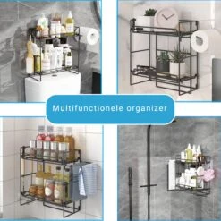 AlShiha®WC Rek - Toiletrolhouder - Badkamer Rek - Zelfklevend (zonder Boren) - Wc Rolhouder - Doucherek Hangend- Badkamerrek - Doucherek - Doucherek Zonder Boren - Toiletrolhouder - Toiletrolhouder Met Plankje -Badkamer Producten Winkel 1200x1200 936