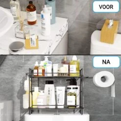 AlShiha®WC Rek - Toiletrolhouder - Badkamer Rek - Zelfklevend (zonder Boren) - Wc Rolhouder - Doucherek Hangend- Badkamerrek - Doucherek - Doucherek Zonder Boren - Toiletrolhouder - Toiletrolhouder Met Plankje -Badkamer Producten Winkel 1200x1200 940