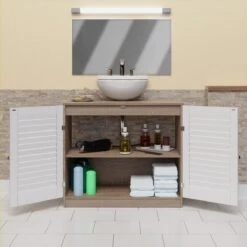 Casaria Wastafel Onderkast Met Uitsparing 60 X 30 X 60cm Witbruin -Badkamer Producten Winkel 1200x1200 941