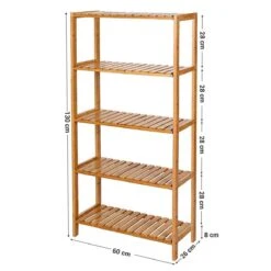 Badkamer Rek Met 5 Etages - Opbergrek Met Verstelbare Planken - 130 Cm Hoog En 60 Cm Breed - Bamboe -Badkamer Producten Winkel 1200x1200 955