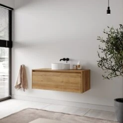 Badkamermeubel Jelsey 100 Cm Eiken - Met Waskom -Badkamer Producten Winkel 1200x1200 976