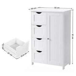 Badkamer Kolom Kast Met 4 Lades En Kastje - Verstelbaar Binnenin - 55x30x81cm - MDF - Wit 15 Badkamer Kolom Kast Met 4 Lades En Kastje - Verstelbaar Binnenin - 55x30x81cm - MDF - Wit -Badkamer Producten Winkel 1200x1200 985