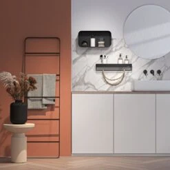 Sealskin Brix - Wandkubus Wandelement Wandrek - 12x50x24 Cm - Metaal - Zwart -Badkamer Producten Winkel 1200x1200 988