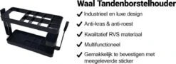 Merkloos Waal Tandenborstel Houder - Tandenborstel Doosje - Tandenborstel Koker - Zwart - RVS - Staand Of Zelfklevend -Badkamer Producten Winkel 1200x436 2