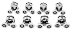 T.R. Goods - Douchedeur Wielen Set Van 8 Stuks Verchroomd - Roestvrij Verchroomd - Reserve Douche Deur Rollers Geleiders Rolletjes - Schuifdeur Katrollen Douchecabine Wieltjes - Set Van 8 Stuks -Badkamer Producten Winkel 1200x522
