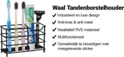 Merkloos Waal - Tandenborstelhouder - Tandenborstel Doosje - Tandenborstel Koker - Industrieel - Zwart - RVS -Badkamer Producten Winkel 1200x561