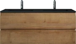 Badkamermeubel Angela 120cm Eiken - Badmeubel Met Zwarte Wastafel -Badkamer Producten Winkel 1200x689