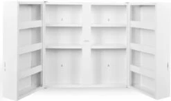 Jago - Afsluitbare XXL Medicijnkast Met 11 Vakken/Compartimenten - Staal - 2 Deuren - 53x53x20 Cm - Wit -Badkamer Producten Winkel 1200x712 3