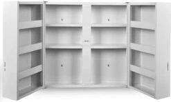 Jago - Afsluitbare XXL Medicijnkast Met 11 Vakken/Compartimenten - Staal - 2 Deuren - 53x53x20 Cm - Wit -Badkamer Producten Winkel 1200x721