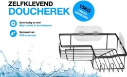 STRICX Doucherekhoek 2 Laags Zwart - Zonder Boren - Zelfklevend Doucherek - Doucherek - Doucherek Voor Badkamer/ Keuken - Doucherek Met Plakstrip - Keukenrek Met Plakstrip - Badrek Douche – Doucherek Hoekvorm - Badkamerrek Douchemandje -Badkamer Producten Winkel 1200x730 5