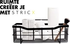 STRICX Doucherek 2 Laags Zwart - Zelfklevend Doucherek Inclusief 3 Ophanghaakjes - Doucherek Voor Badkamer / Keuken - Doucherek Met Plakstrip - Keukenrek Met Plakstrip - Badrek Douche - Kruidenrek Specerijen - Badkamerrek Douchemandje -Badkamer Producten Winkel 1200x751 1