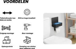 SHATY® WC Rolhouder - Toiletrolhouder - Opbergvak - Bakje - Plankje - Zonder Boren- WC Papier Houder - Toilet Papier Houder - Zwart - Badkameraccessoire - Toiletaccessoire - Inclusief Handoekhaak -Badkamer Producten Winkel 1200x769