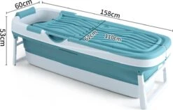 Livista® - Opvouwbaar XXL Bad - Blauw - Zitbad - Inklapbaar - Bath Bucket - 158 CM LANG - XXL - Incl. Onderwater LED Lichten En Rugkussen -Badkamer Producten Winkel 1200x770