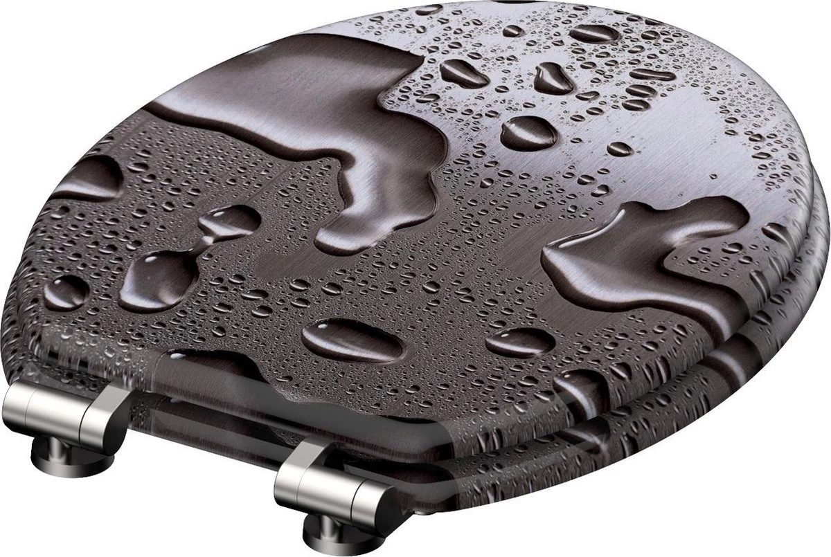 SCHÜTTE WC-Bril 80123 GREY STEEL - MDF-Hout - Soft Close - Verchroomde Scharnieren - Decor - 3-zijdige Print 4 SCHÜTTE WC-Bril 80123 GREY STEEL - MDF-Hout - Soft Close - Verchroomde Scharnieren - Decor - 3-zijdige Print - Afbeelding 2