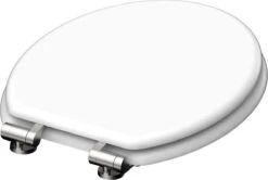 SCHÜTTE WC-Bril 84100 WHITE - MDF-Hout - Soft Close - Verchroomde Scharnieren - Gelakt - Wit -Badkamer Producten Winkel 1200x805