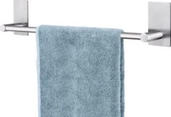 Tatkraft John - Zelkflevende Handdoekstang - Vaatdoek/Keukengerei/Handdoeken Stang Houder Rek Handdoekenrek Muur Steun - Wand Ophangsysteem Voor In De Keuken/Badkamer/Keukenkast - Handdoekrek Handdoekenstang - Zonder Boren - Geborsteld RVS - 40CM