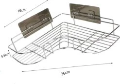 HGMD® Doucherek Zonder Boren - RVS - Zelfklevend Doucherek –Badkamerrek - Badrek - Keukenrek - Doucherek Hangend – Badkamer Accessoires - Kruidenrek -Badkamer Producten Winkel 1200x838 4