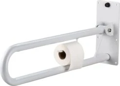 Merkloos Toiletbeugel Opklapbaar 76 Cm Met Toiletrolhouder, Wandbeugel, Toiletsteun