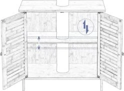 Merkloos Badkamerkast - Ondermeubel Wastafel - Handdoeken Kast - Opbergruimte - Opbergkast Badkamer - Wastafel Onderkast - Hout - Bamboe -Badkamer Producten Winkel 1200x882 3