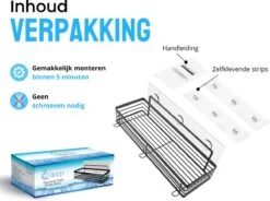 RVS Doucherek Zelfklevend Zonder Boren Zwart - Douchemandje Met 15KG Draagvermogen - Planchet Badkamerrek - Shower Rack - 31x10cm 15 RVS Doucherek Zelfklevend Zonder Boren Zwart - Douchemandje Met 15KG Draagvermogen - Planchet Badkamerrek - Shower Rack - 31x10cm -Badkamer Producten Winkel 1200x896 3