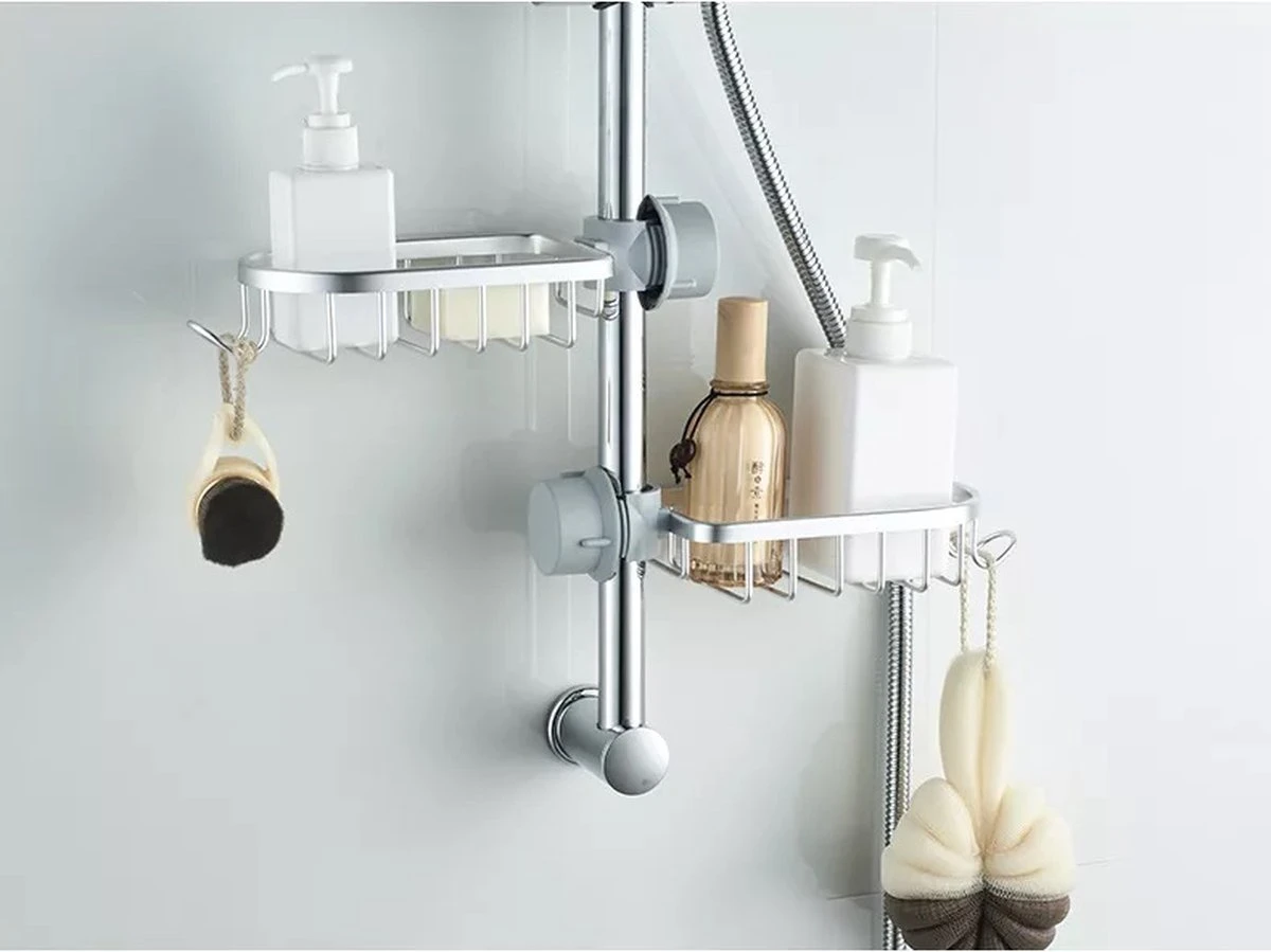 MLN Basics® Doucherek | Chroom | Zonder Boren Of Zuignap 3 MLN Basics® Doucherek | Chroom | Zonder Boren Of Zuignap