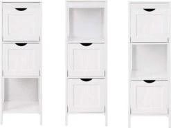 Staand Houten Badkamerkastje Met 2 Te Benutten Schuiflades - Vrijstaand Kastje Voor Badkamer Met Twee Lades - 30x30x89cm - Wit -Badkamer Producten Winkel 1200x903 1