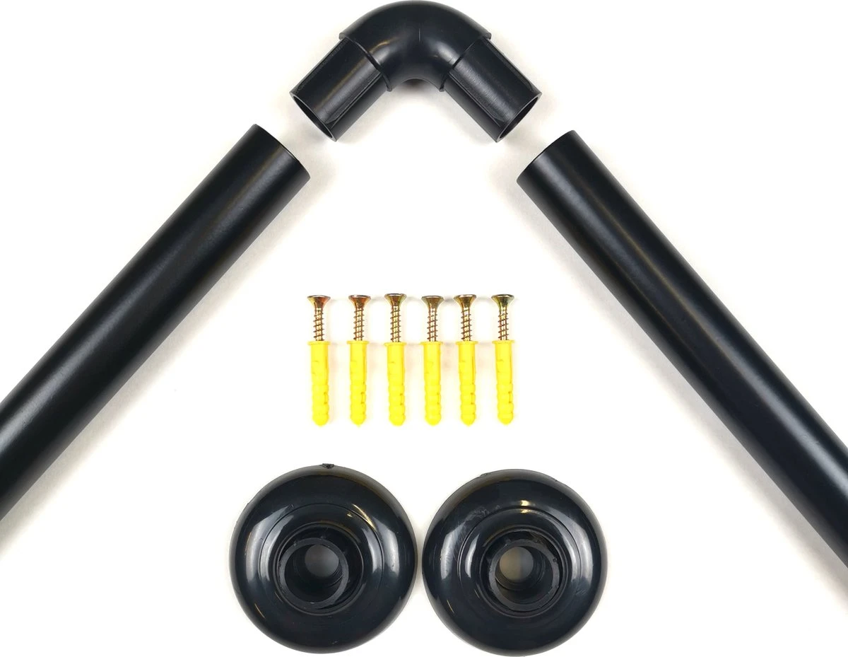 Papillon Douchegordijnstang - 90x90 Cm - Aluminium - Zwart 3 Papillon Douchegordijnstang - 90x90 Cm - Aluminium - Zwart