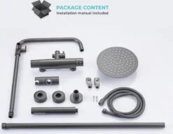 LOMAZOO Regendouche Met Thermostaatkraan - Douche Badkamer - Gun Metal / Antraciet [LYNN] -Badkamer Producten Winkel 1200x934 1