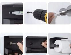 Toiletrolhouder - Wc Rol Houder Met Plankje - Inclusief Haakje - RVS - Waterbestendig - Zwart - Rheme 19 Toiletrolhouder - Wc Rol Houder Met Plankje - Inclusief Haakje - RVS - Waterbestendig - Zwart - Rheme -Badkamer Producten Winkel 1200x935 4