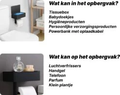 SHATY® WC Rolhouder - Toiletrolhouder - Opbergvak - Bakje - Plankje - Zonder Boren- WC Papier Houder - Toilet Papier Houder - Zwart - Badkameraccessoire - Toiletaccessoire - Inclusief Handoekhaak -Badkamer Producten Winkel 1200x947 1