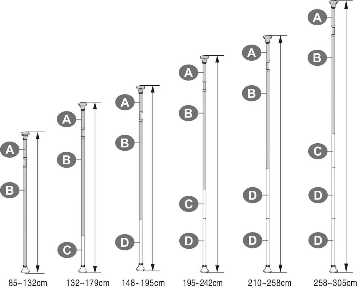 Merkloos Telescopisch Douche Rek Met 4 Lagen - Verstelbaar Bad / Douche Hoekrek Opbergrek - Uitschuifbaar Van 85-305 Cm - Wit 9 Merkloos Telescopisch Douche Rek Met 4 Lagen - Verstelbaar Bad / Douche Hoekrek Opbergrek - Uitschuifbaar Van 85-305 Cm - Wit - Afbeelding 7