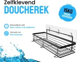 RVS Doucherek Zelfklevend Zonder Boren Zwart - Douchemandje Met 15KG Draagvermogen - Planchet Badkamerrek - Shower Rack - 31x10cm 11 RVS Doucherek Zelfklevend Zonder Boren Zwart - Douchemandje Met 15KG Draagvermogen - Planchet Badkamerrek - Shower Rack - 31x10cm -Badkamer Producten Winkel 1200x972 2