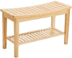 Merkloos Decopatent® Stevig Badkamerbankje - Handig Als Badkamerkruk - Bamboe Hout -Badkamer Producten Winkel 1200x974