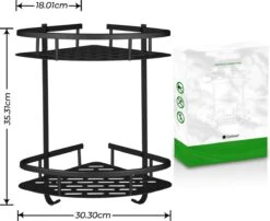 Zelfklevend Doucherek 2 Laags +Douche Bal - RVS - Mat Zwart -Badkamer Producten Winkel 1200x983 2